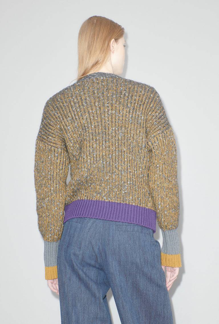 Odeeh Slub Tweed Cardigan, Olive Brown Meist gekauft