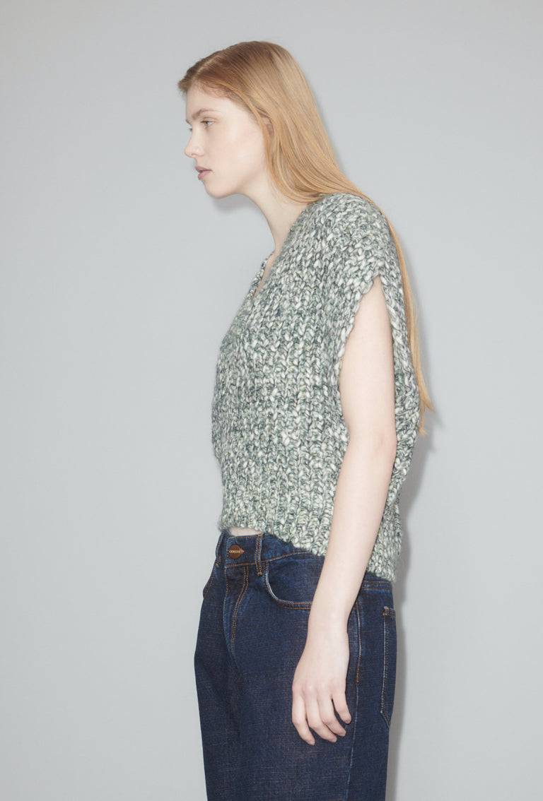 Odeeh Marbled Alpaca Wool Pullunder, Verdigris Kostenloser Versand