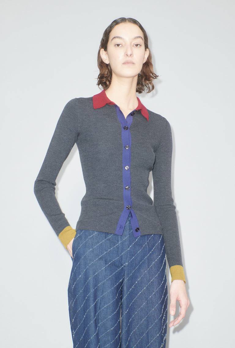 Odeeh Stretch Merino Cardigan, Charcoal Sonderangebot