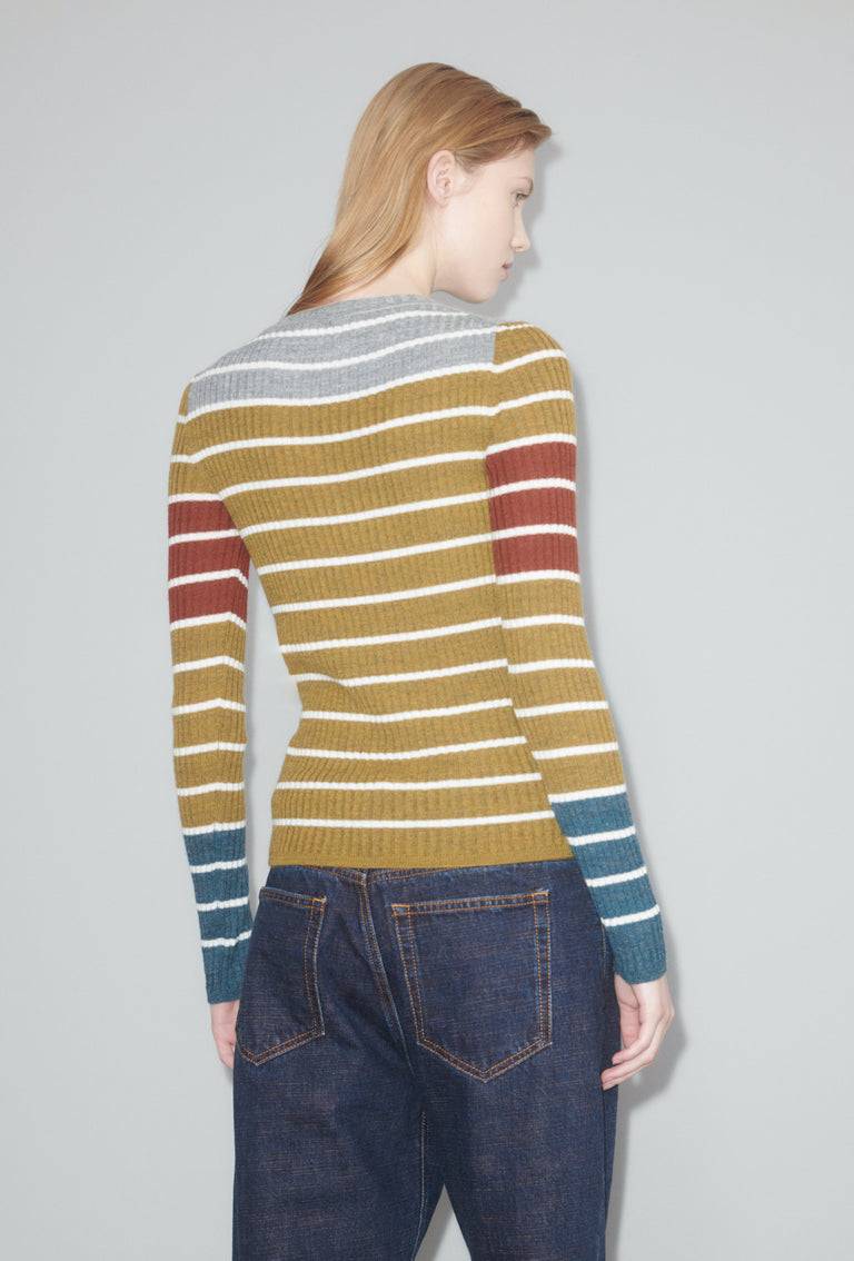Odeeh Placed Stripe Pullover, Greengold Rabatt