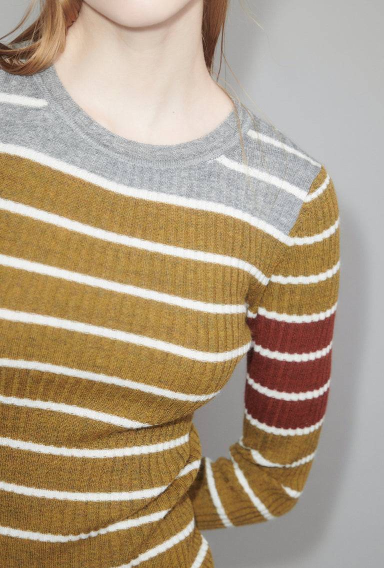 Odeeh Placed Stripe Pullover, Greengold Rabatt