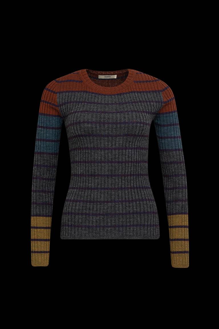 Odeeh Placed Stripe Pullover, Shadow Günstig kaufen