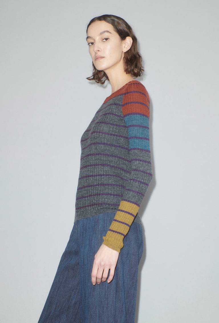 Odeeh Placed Stripe Pullover, Shadow Günstig kaufen