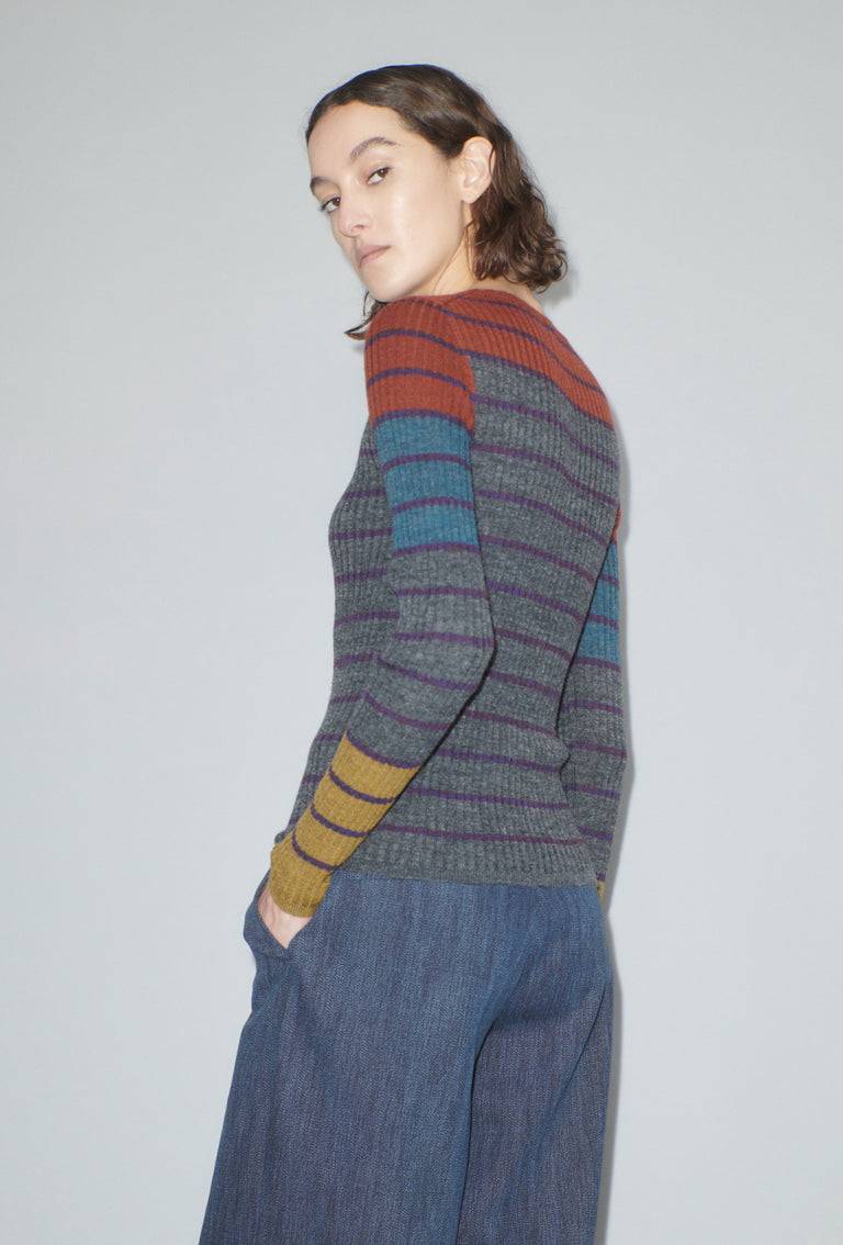 Odeeh Placed Stripe Pullover, Shadow Günstig kaufen