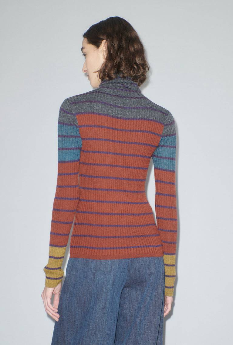 Odeeh Placed Stripe Pullover, Dark Copper Versandkostenfrei