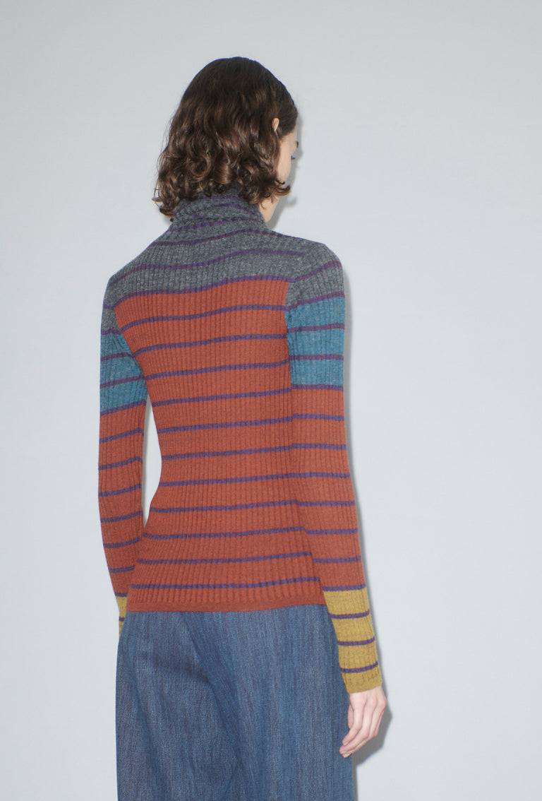 Odeeh Placed Stripe Pullover, Dark Copper Versandkostenfrei
