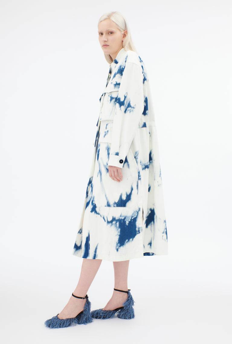 Odeeh Tie Dye Denim "Made in Italy" Mantel, Blue White Riesige Ersparnisse