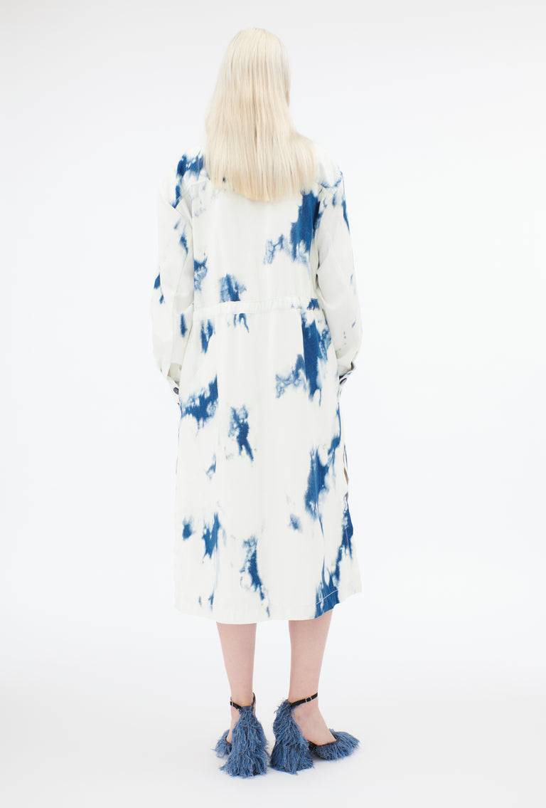 Odeeh Tie Dye Denim "Made in Italy" Mantel, Blue White Riesige Ersparnisse