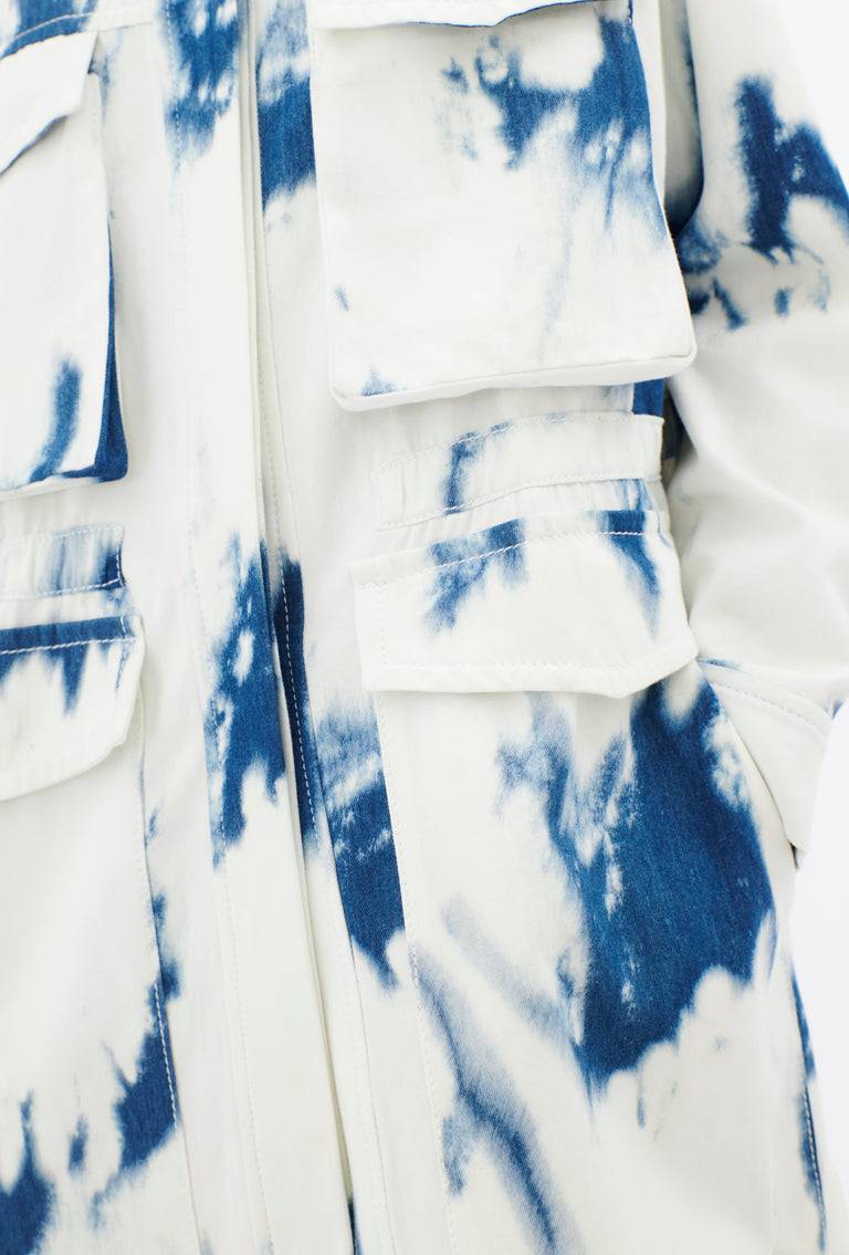 Odeeh Tie Dye Denim "Made in Italy" Mantel, Blue White Riesige Ersparnisse