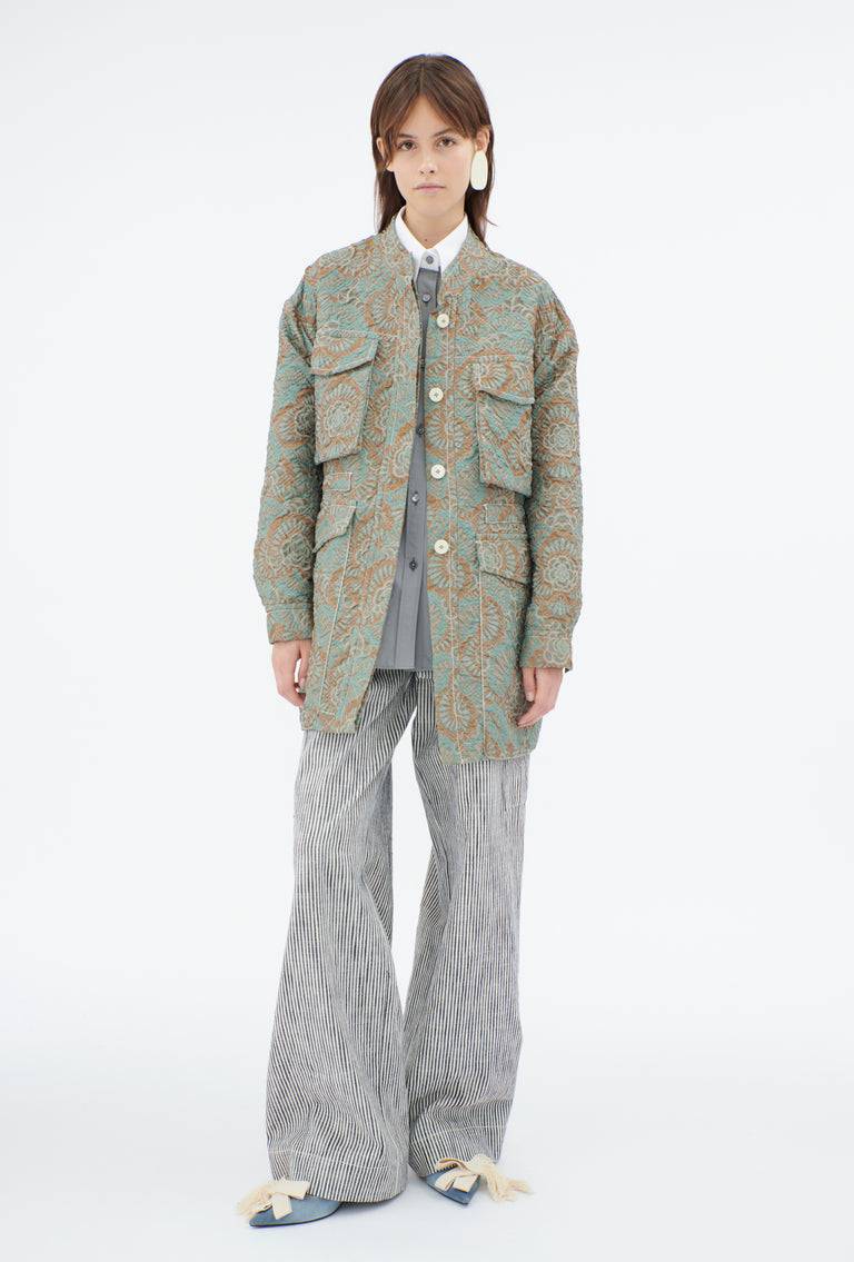 Odeeh Flower Camouflage Matelassé Jacke, Sea Green Tiefpreis