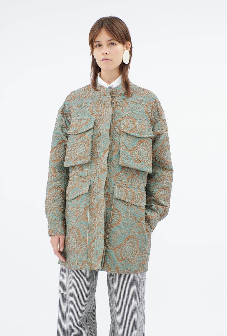 Odeeh Flower Camouflage Matelassé Jacke, Sea Green Tiefpreis