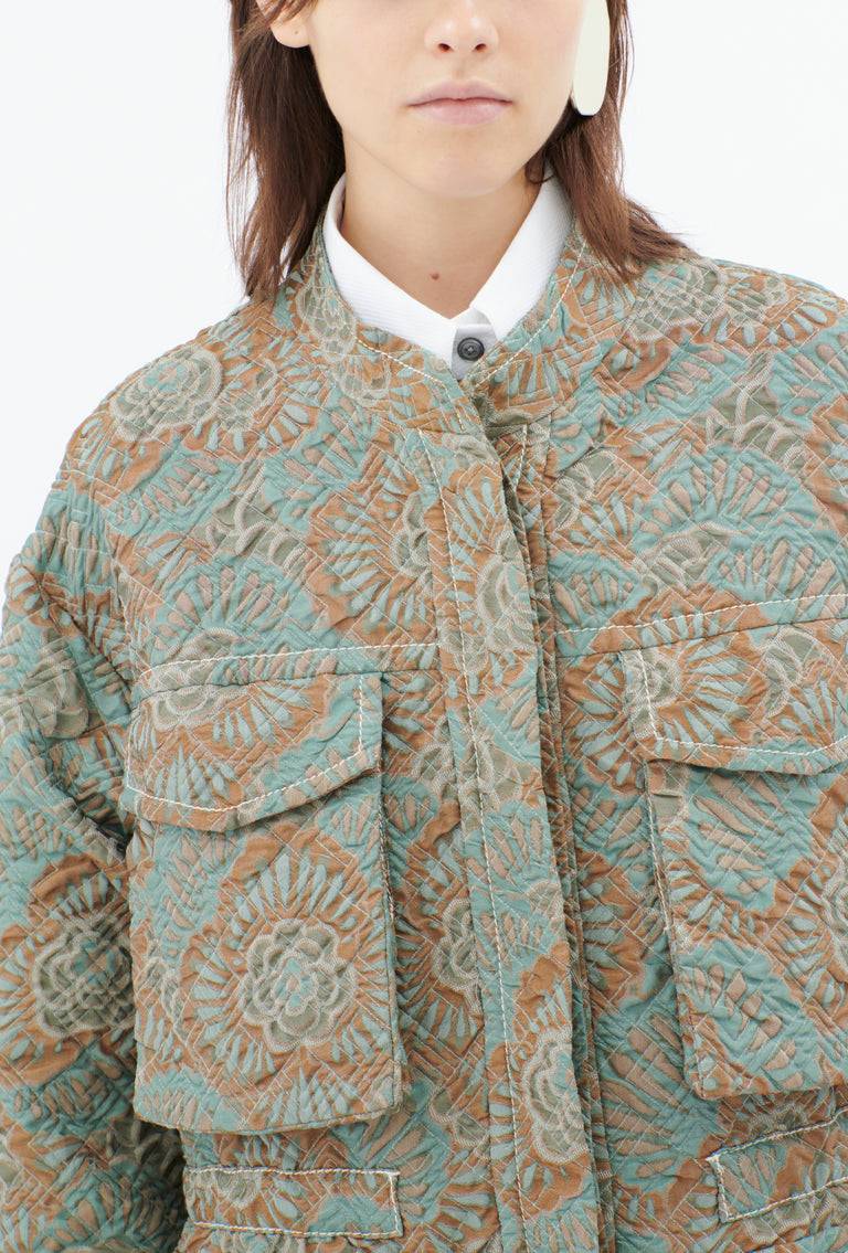 Odeeh Flower Camouflage Matelassé Jacke, Sea Green Tiefpreis