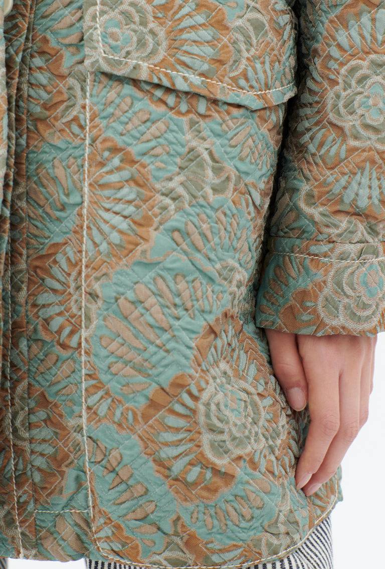 Odeeh Flower Camouflage Matelassé Jacke, Sea Green Tiefpreis