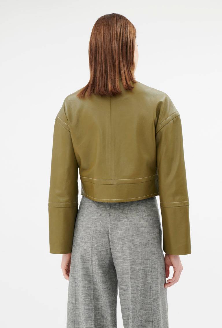 Odeeh Lamb Nappa Wet Look Jacke, Goldolive Super Sparpreis