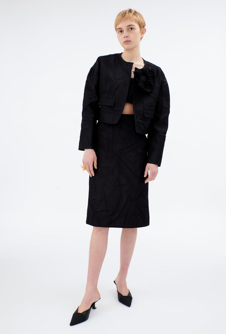 Odeeh Crinkled Duchesse Jacke, Jet Black Wochenangebot