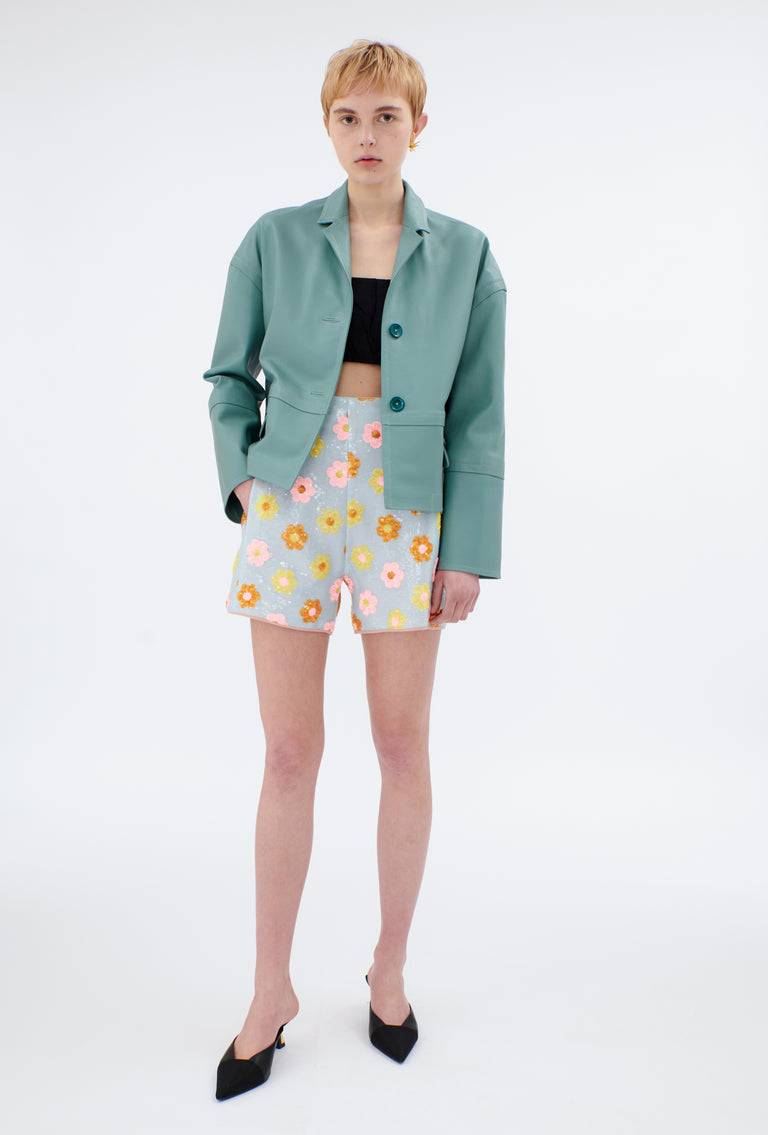 Odeeh Lamb Nappa Wet Look Jacke, Lake Green Neueste Stile