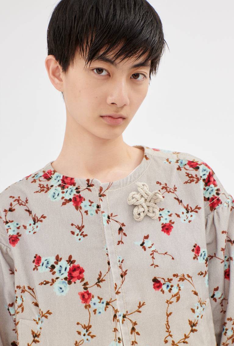Odeeh "Mini Bouquets / Stamped Corduroy Degradé Jacke, Acqua Letzter Tag