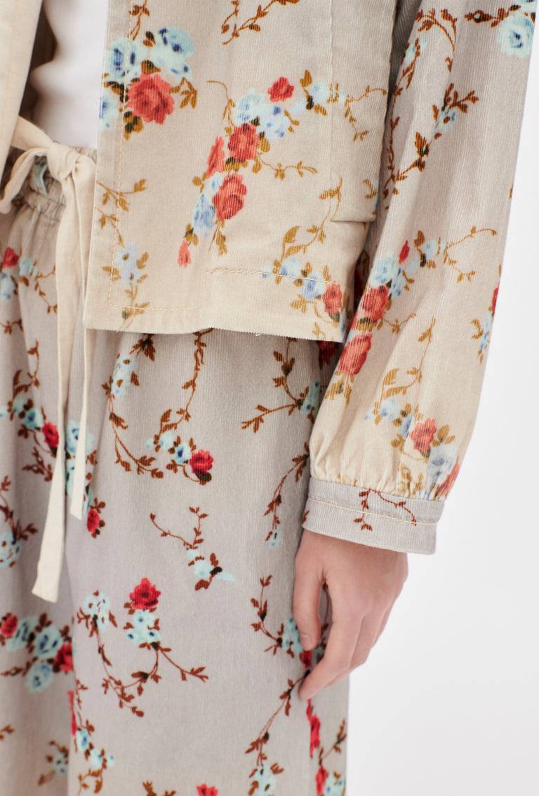 Odeeh "Mini Bouquets / Stamped Corduroy Degradé Jacke, Acqua Letzter Tag