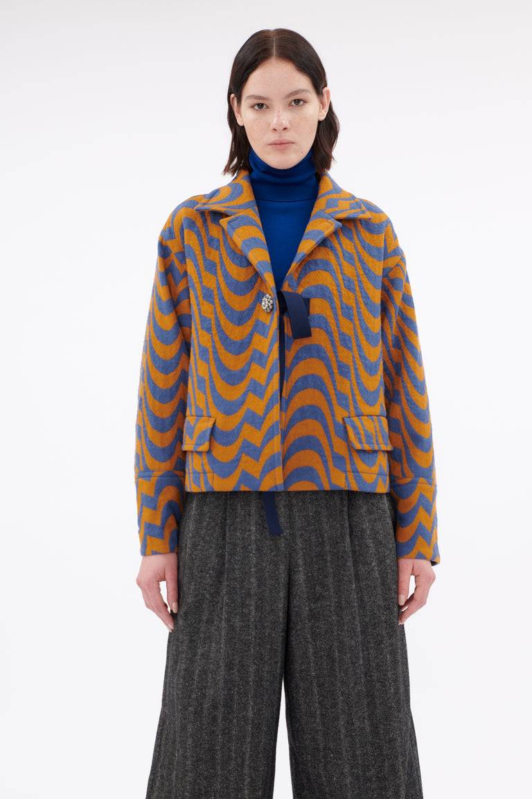 Odeeh Abstract Waves Jacke, Dark Cobalt Zeitbegrenzte Promotion
