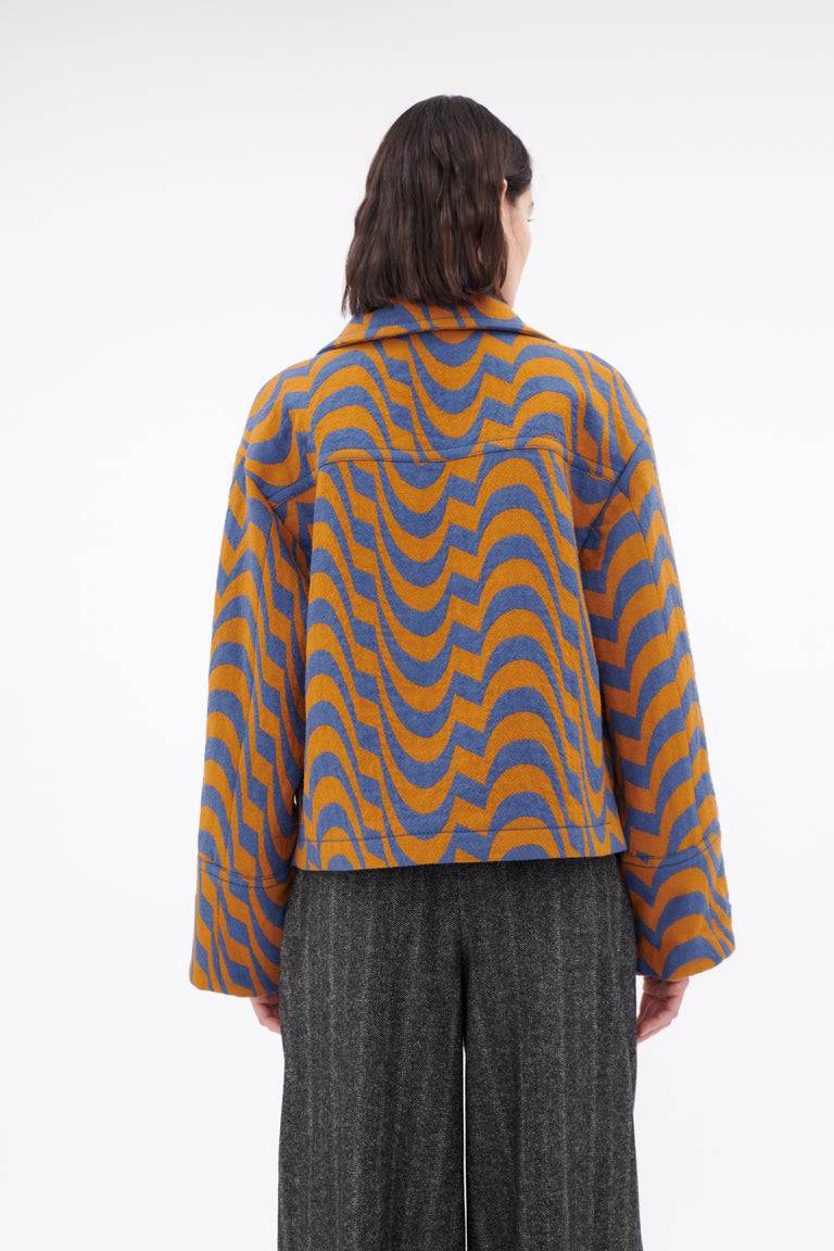 Odeeh Abstract Waves Jacke, Dark Cobalt Zeitbegrenzte Promotion