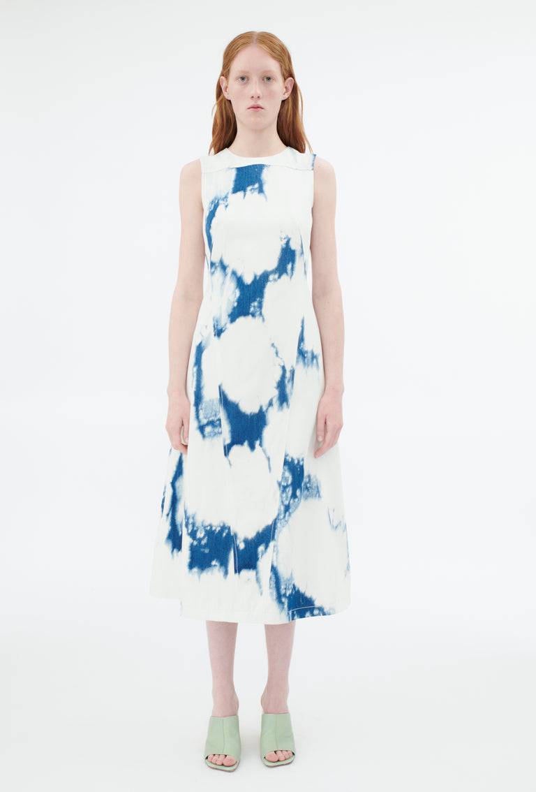Odeeh Tie Dye Denim "Made in Italy" Kleid, Blue White Bis zu 60% Rabatt