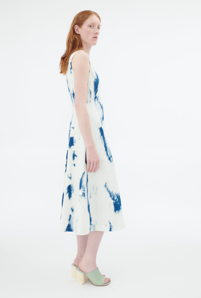 Odeeh Tie Dye Denim "Made in Italy" Kleid, Blue White Bis zu 60% Rabatt