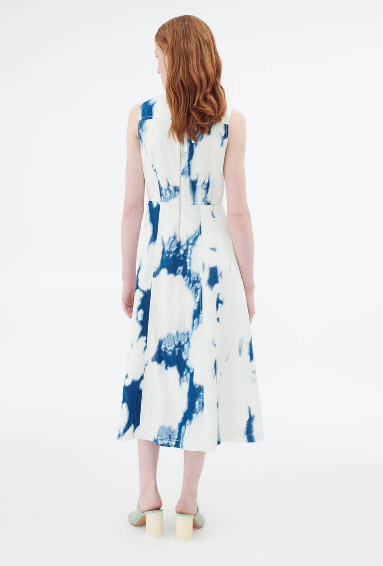 Odeeh Tie Dye Denim "Made in Italy" Kleid, Blue White Bis zu 60% Rabatt