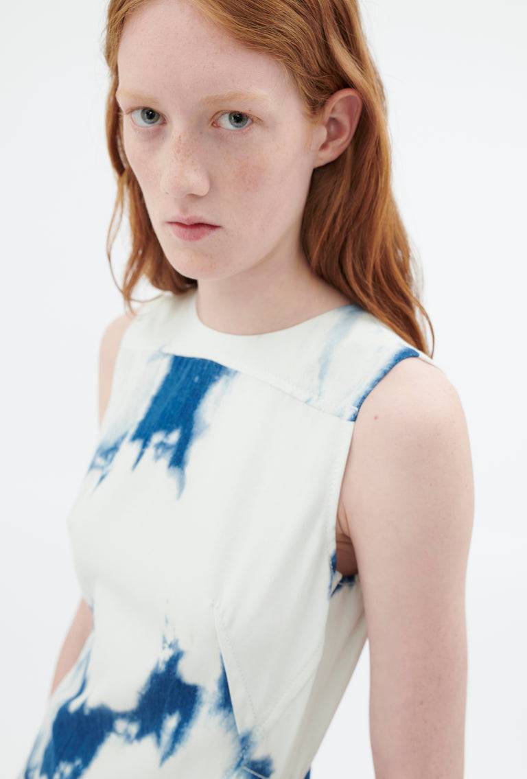 Odeeh Tie Dye Denim "Made in Italy" Kleid, Blue White Bis zu 60% Rabatt