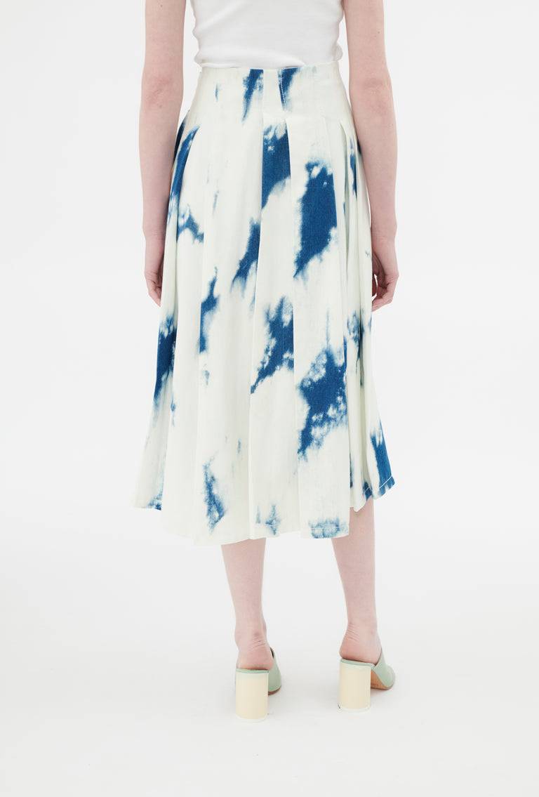 Odeeh Tie Dye Denim "Made in Italy" Rock, Blue White Sonderangebot der Fabrik