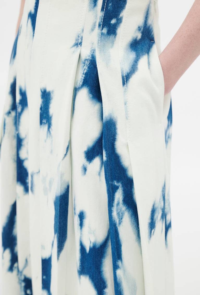 Odeeh Tie Dye Denim "Made in Italy" Rock, Blue White Sonderangebot der Fabrik