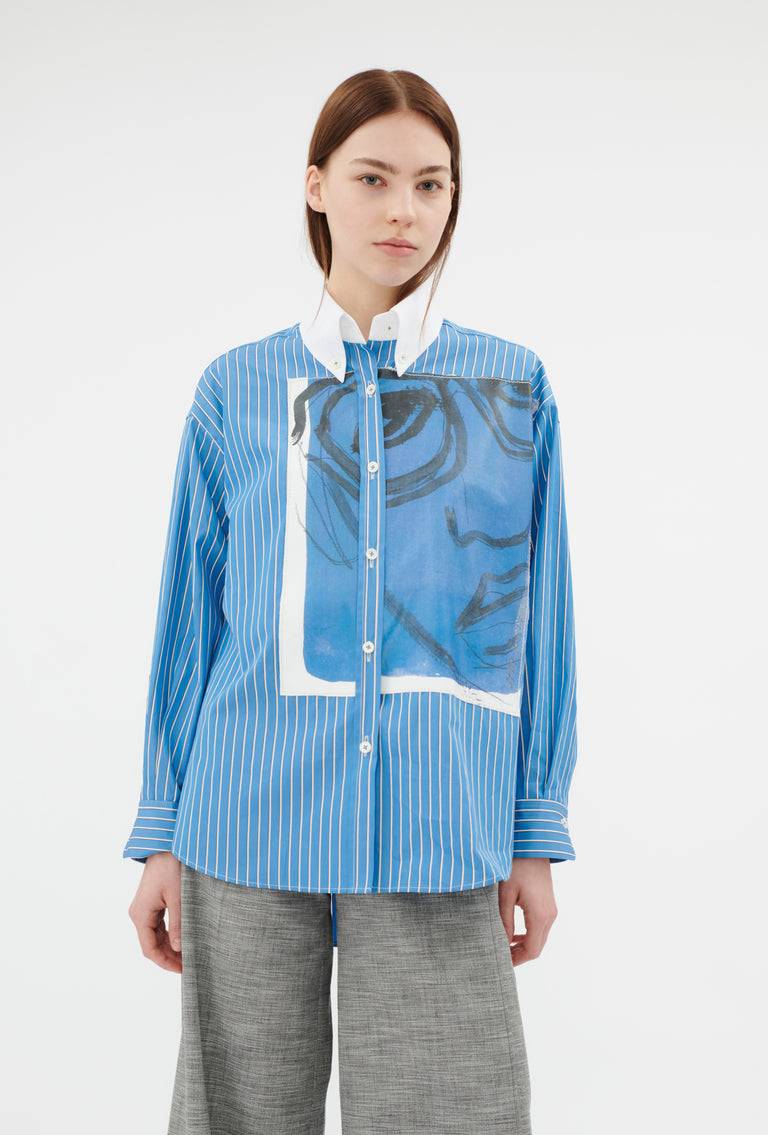 Odeeh Men's Stripe Bluse, Capri Blue