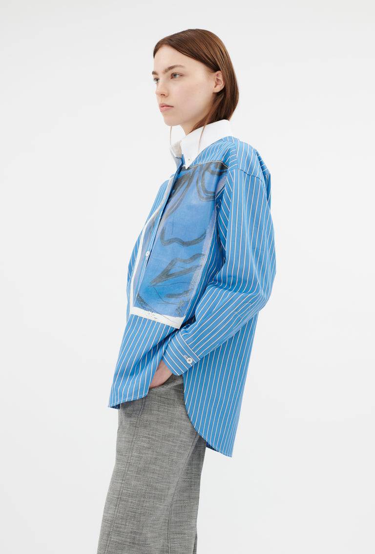 Odeeh Men's Stripe Bluse, Capri Blue Riesige Rabatte