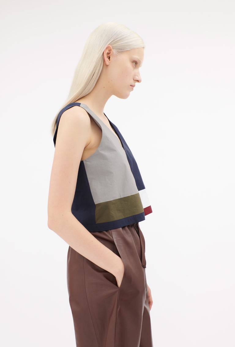 Odeeh Cotton Popeline Top, Navy Fabrikladen