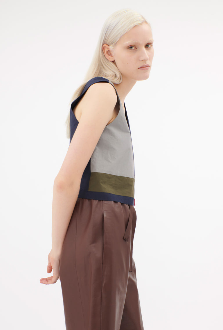 Odeeh Cotton Popeline Top, Navy Fabrikladen