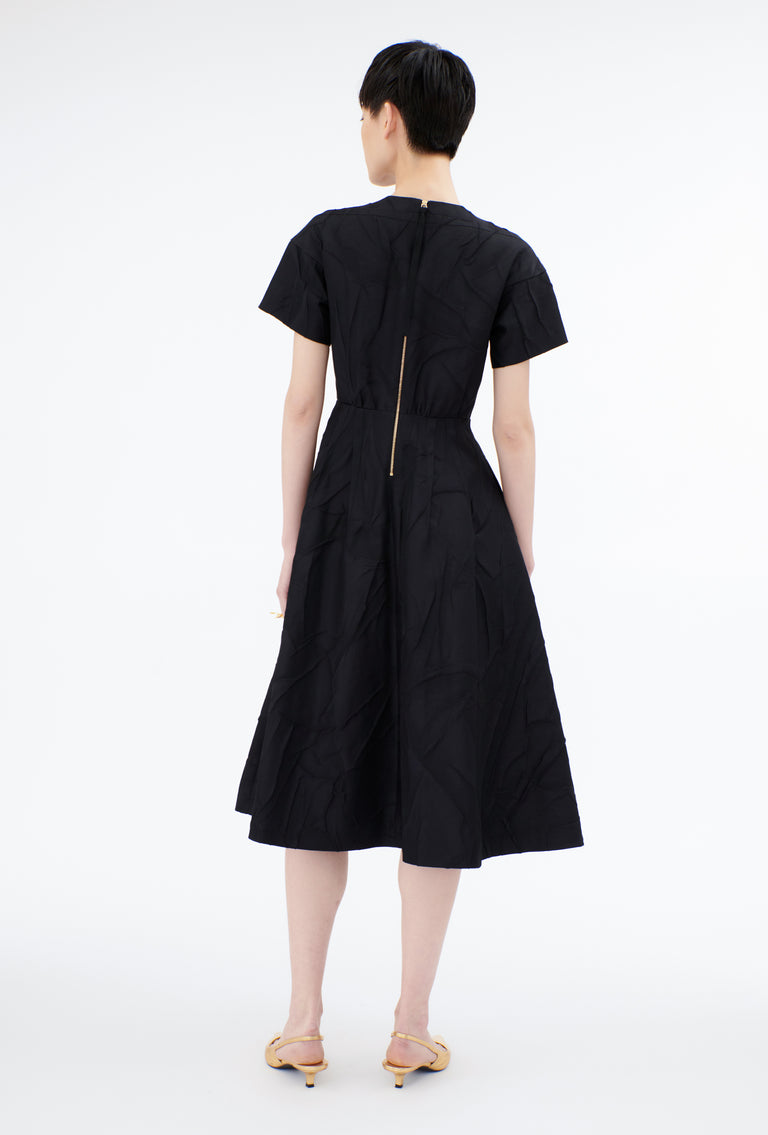 Odeeh Crinkled Duchesse Kleid, Jet Black Im Verkauf
