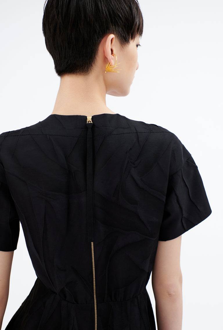 Odeeh Crinkled Duchesse Kleid, Jet Black Im Verkauf