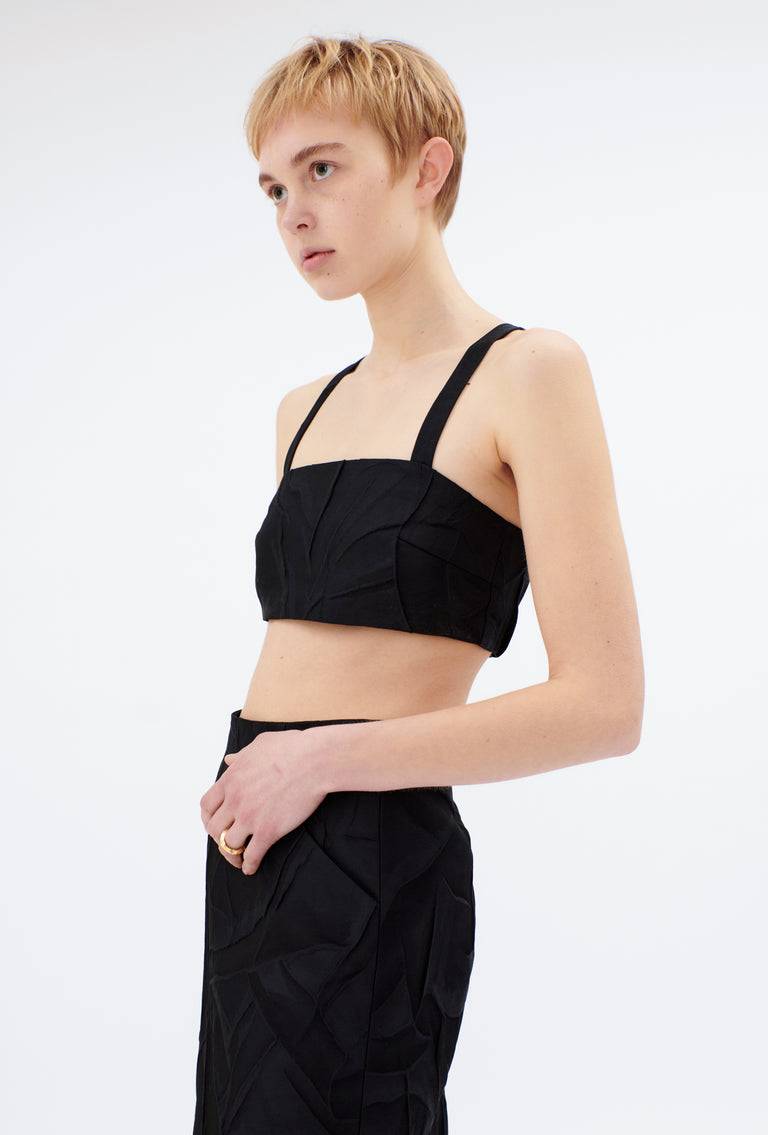 Odeeh Crinkled Duchesse Top, Jet Black zollfrei