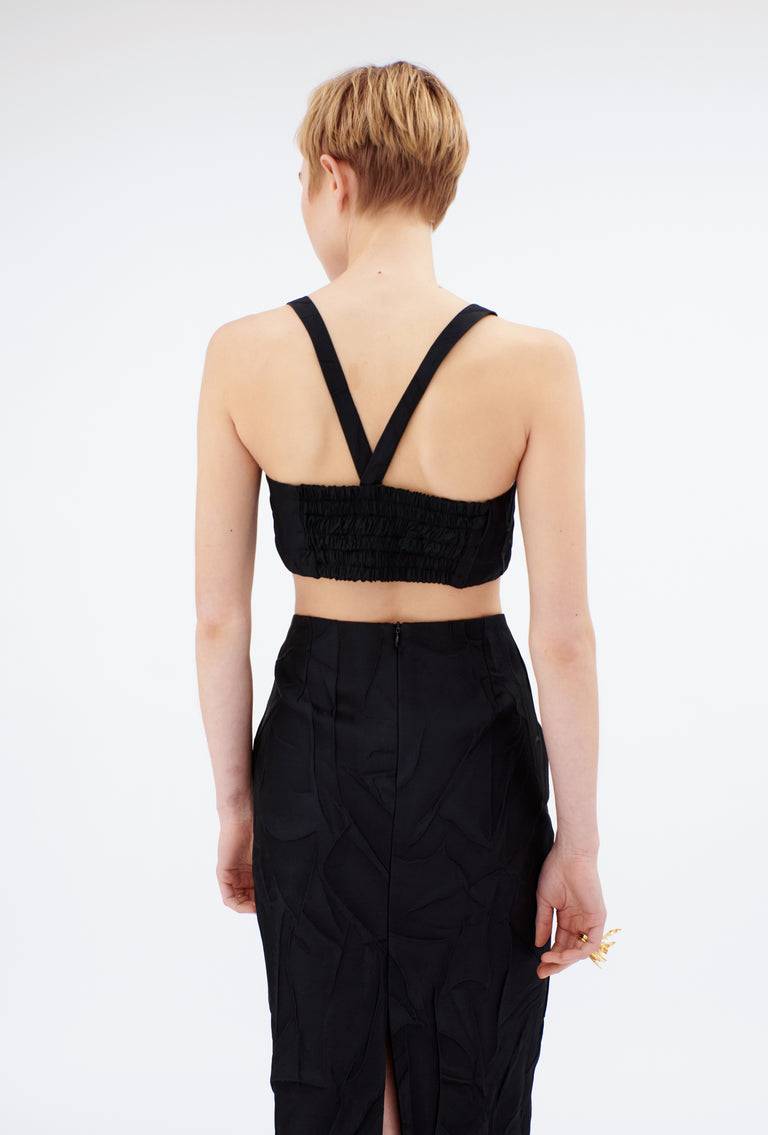 Odeeh Crinkled Duchesse Top, Jet Black zollfrei