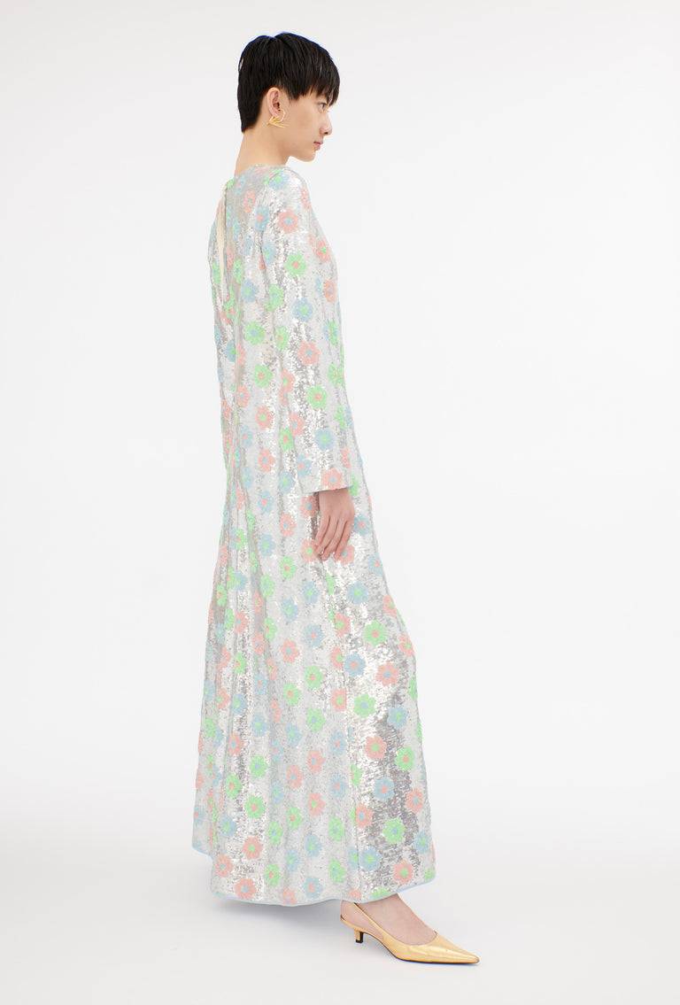 Odeeh Sequins Daisies Kleid, Silver Fabrikverkauf