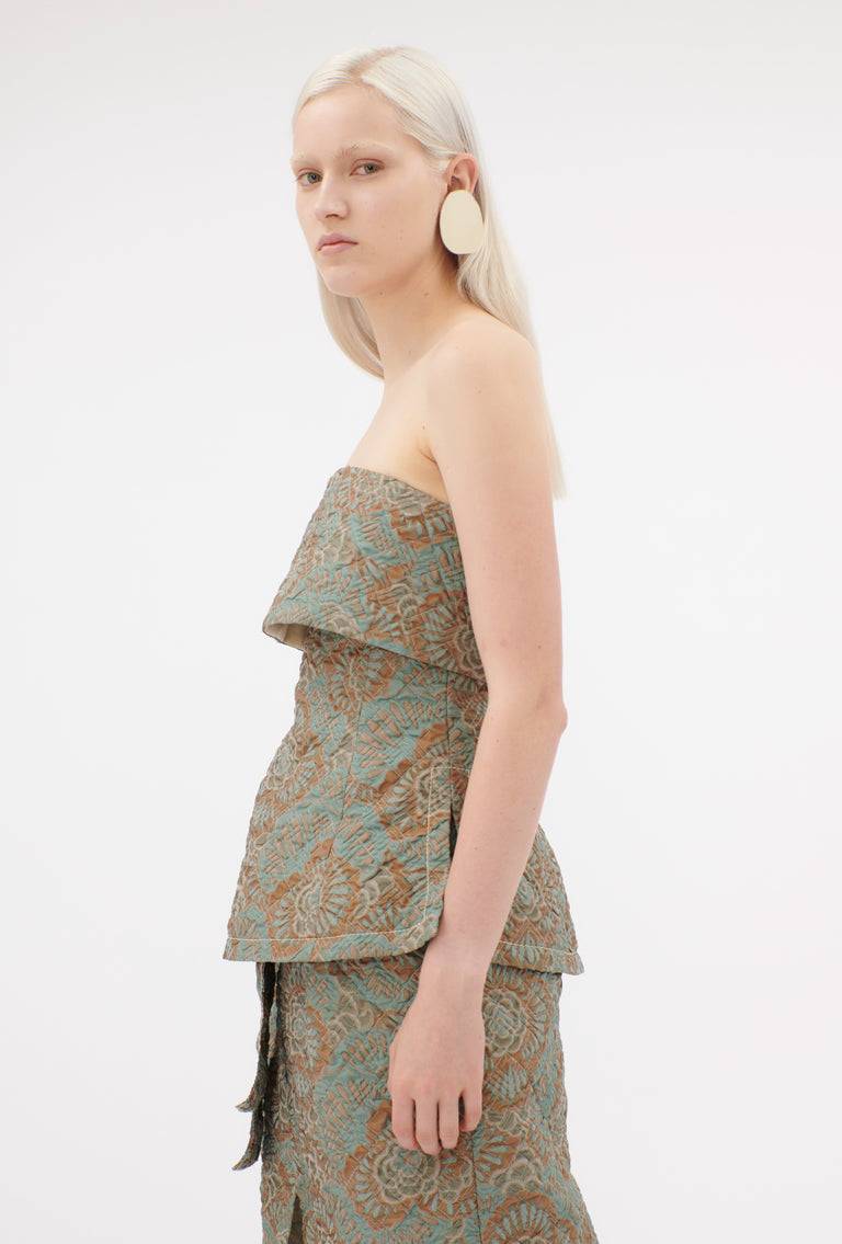 Odeeh Flower Camouflage Matelassé Top, Sea Green Kostenloser Versand