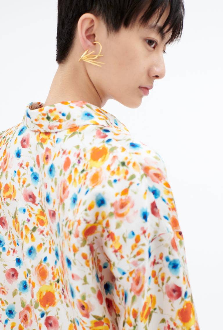 Odeeh Degradé Florets Silk Twill Bluse, Tangerine Sonderangebot