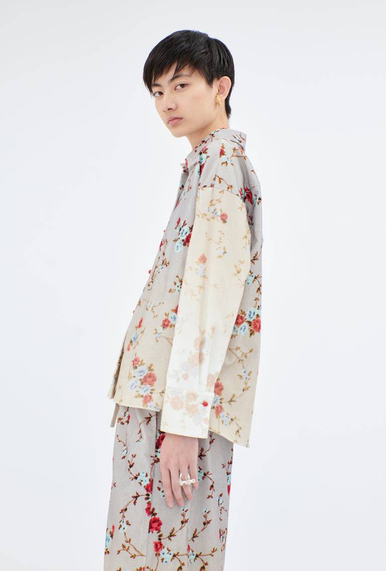 Odeeh Mini Bouquets Stamped Corduroy Degradé Bluse, Aqua Günstig kaufen