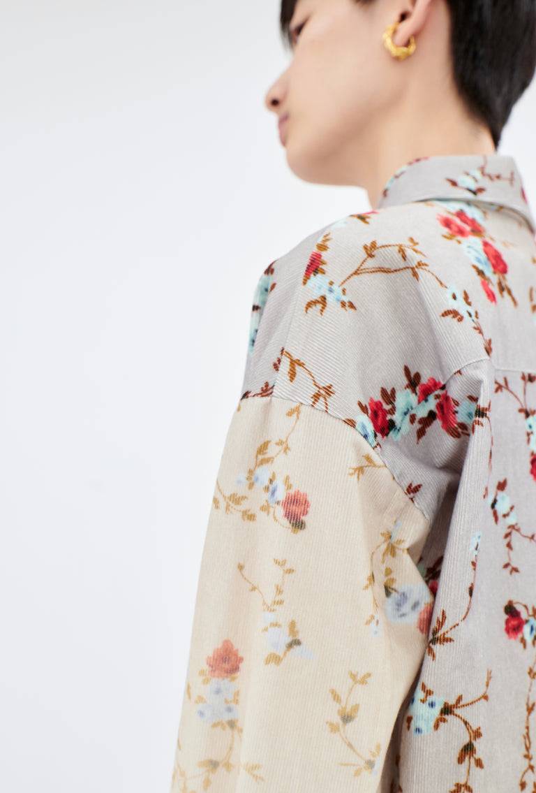 Odeeh Mini Bouquets Stamped Corduroy Degradé Bluse, Aqua Günstig kaufen