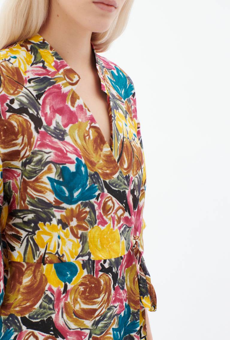 Odeeh Brush-Stroke Peonies Kleid, Tobacco Flash Sale