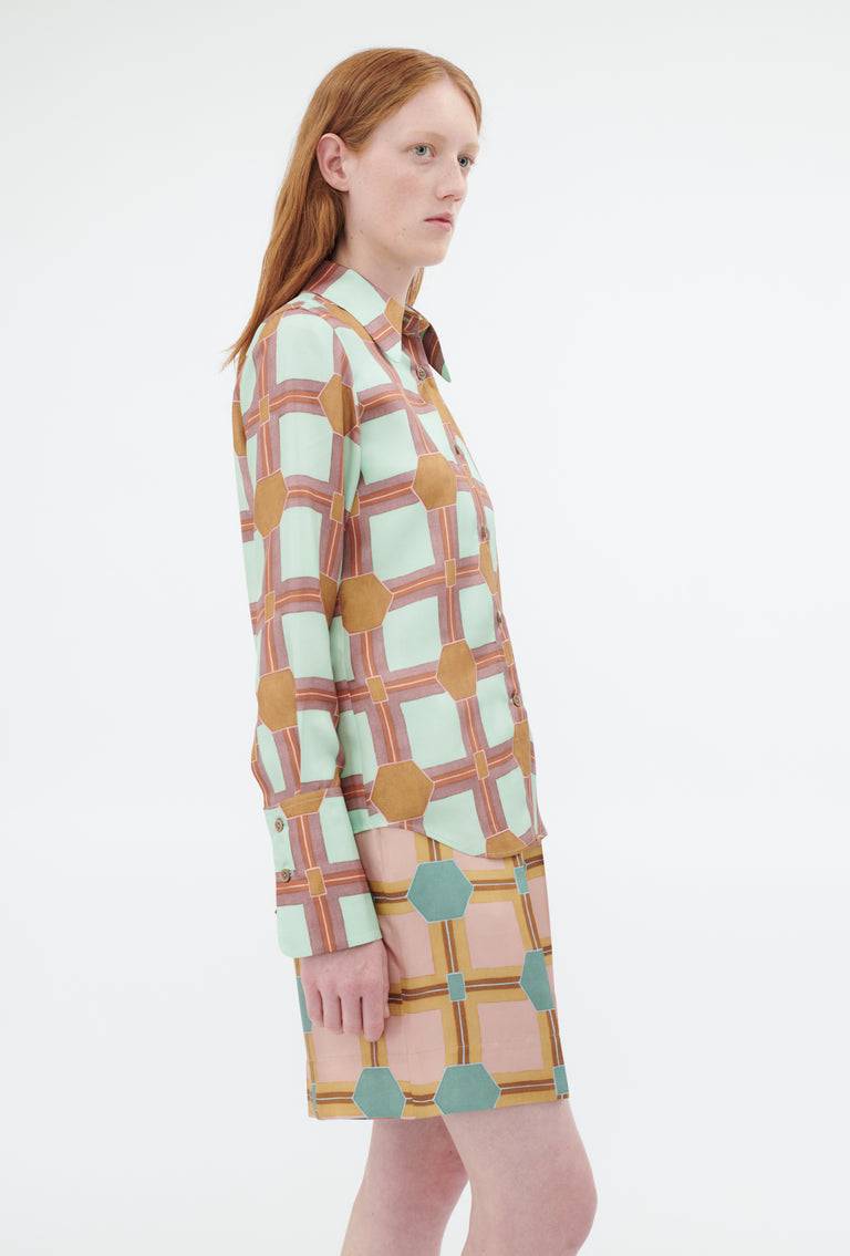 Odeeh Painted Tiles Bluse, Mint Weihnachtsangebot