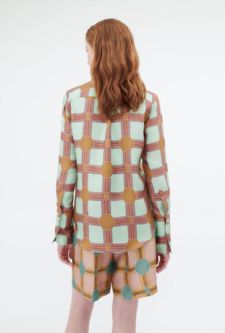 Odeeh Painted Tiles Bluse, Mint Weihnachtsangebot