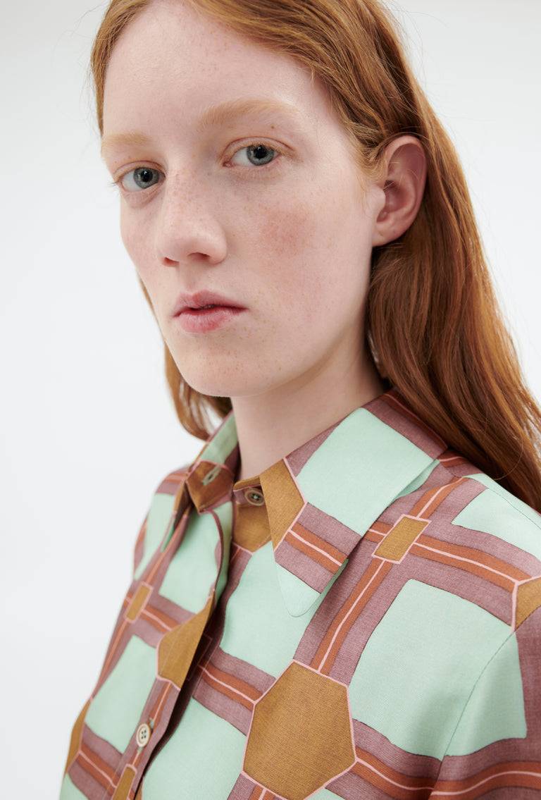 Odeeh Painted Tiles Bluse, Mint Weihnachtsangebot