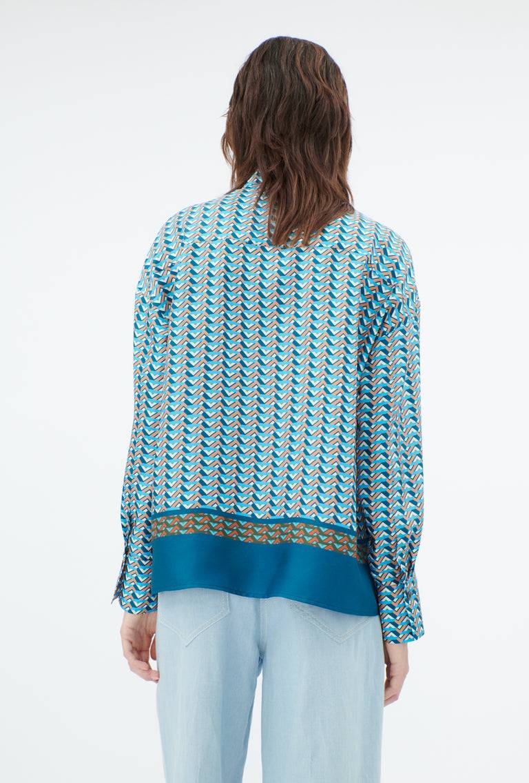 Odeeh Braided Graphics Bluse, Turquoise Blue Muttertagsangebot