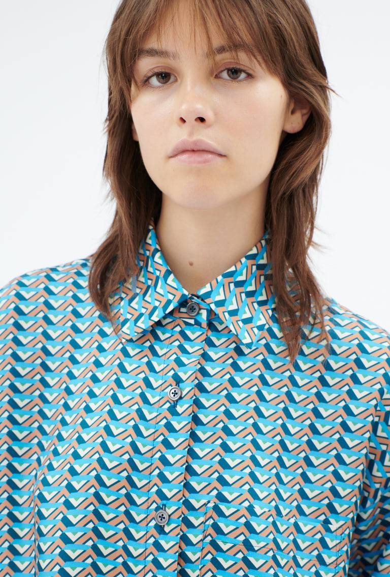 Odeeh Braided Graphics Bluse, Turquoise Blue Muttertagsangebot