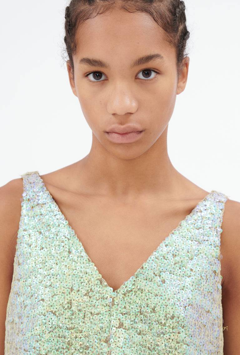 Odeeh Hazy Sequins Top, Mermaid green Valentinstagsangebot